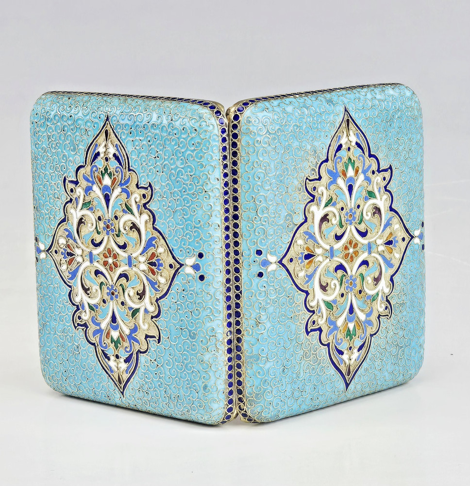 19C Russian Gilt Silver Enamel Cigarette Case