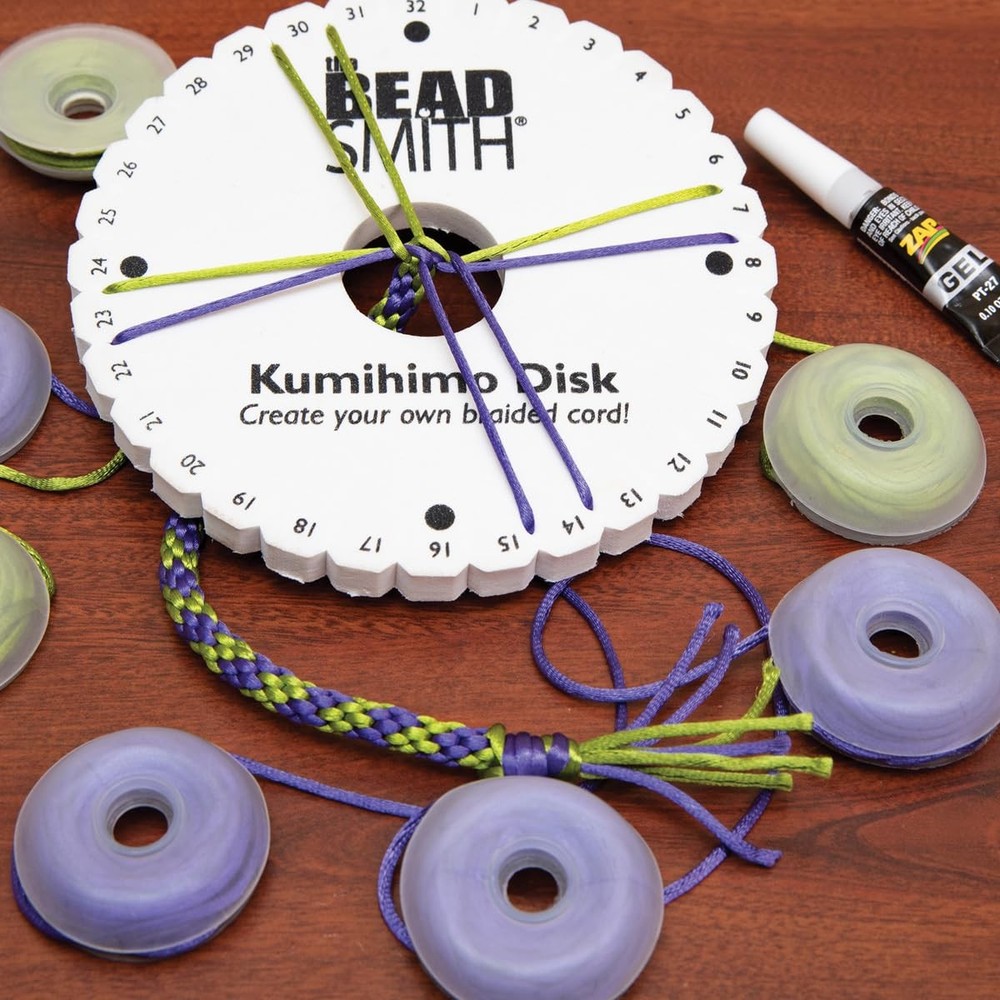 The Beadsmith Kumihimo Starter Kit – Includes Disk, Adhesive, Bobbins, Findi...