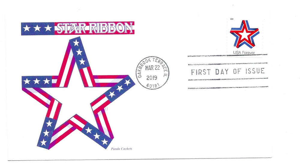 5362 Star Ribbon coil Panda Cachets, FDC
