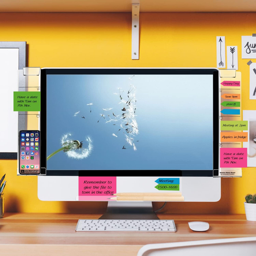 Monitor Memo Boards for Computer, Set of 3 (Left & Right & Bottom) Multifunct...