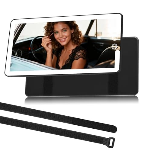 Car Vanity Mirror with Lights 10-Inch Big Surface, Quick-Release & Quick