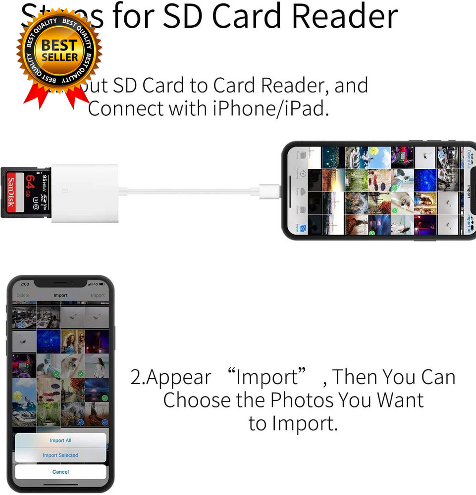 Apple Mfi Certified Lightning to SD Card Camera Reader for Ipad Sd Card Reader