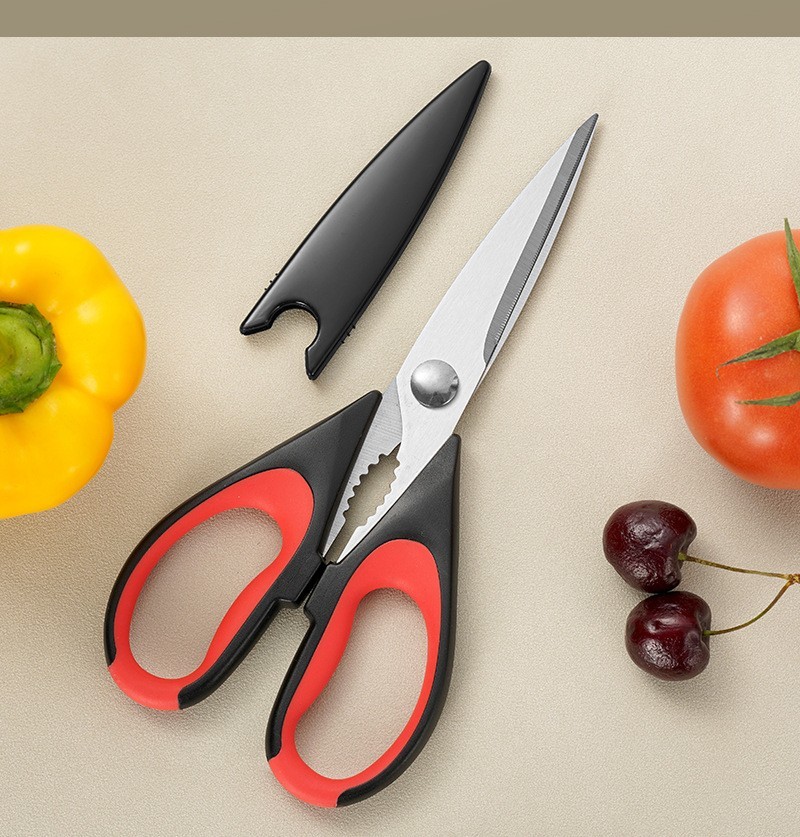 Kitchen Scissors Stainless Steel with Sheath Cuts Bones Opens Bottle Caps USShip