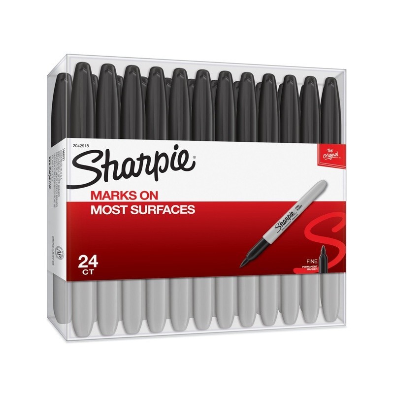 Permanent Fine Point Markers 24 Count Bold Ink Non-Toxic Multi-Surface Use