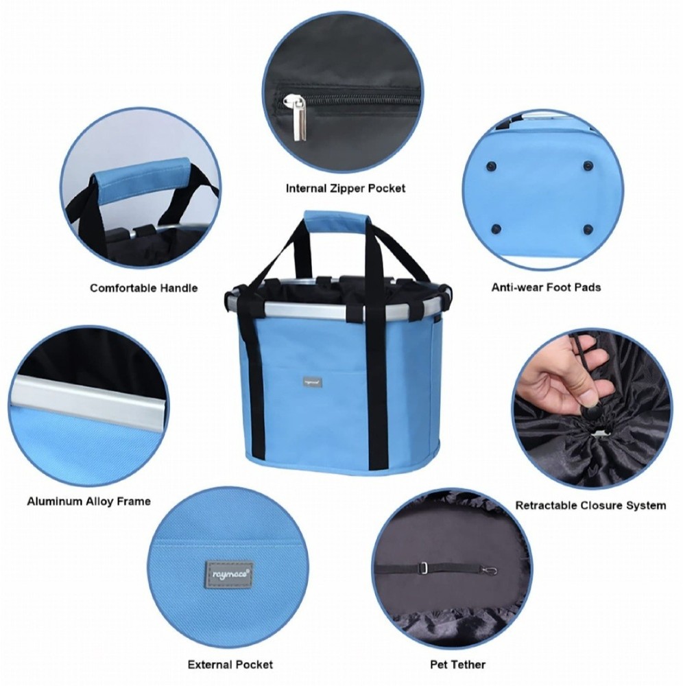 Raymace- Bicycle Dog Basket- Handlebar Front- Folding- Detachable- Quick Release