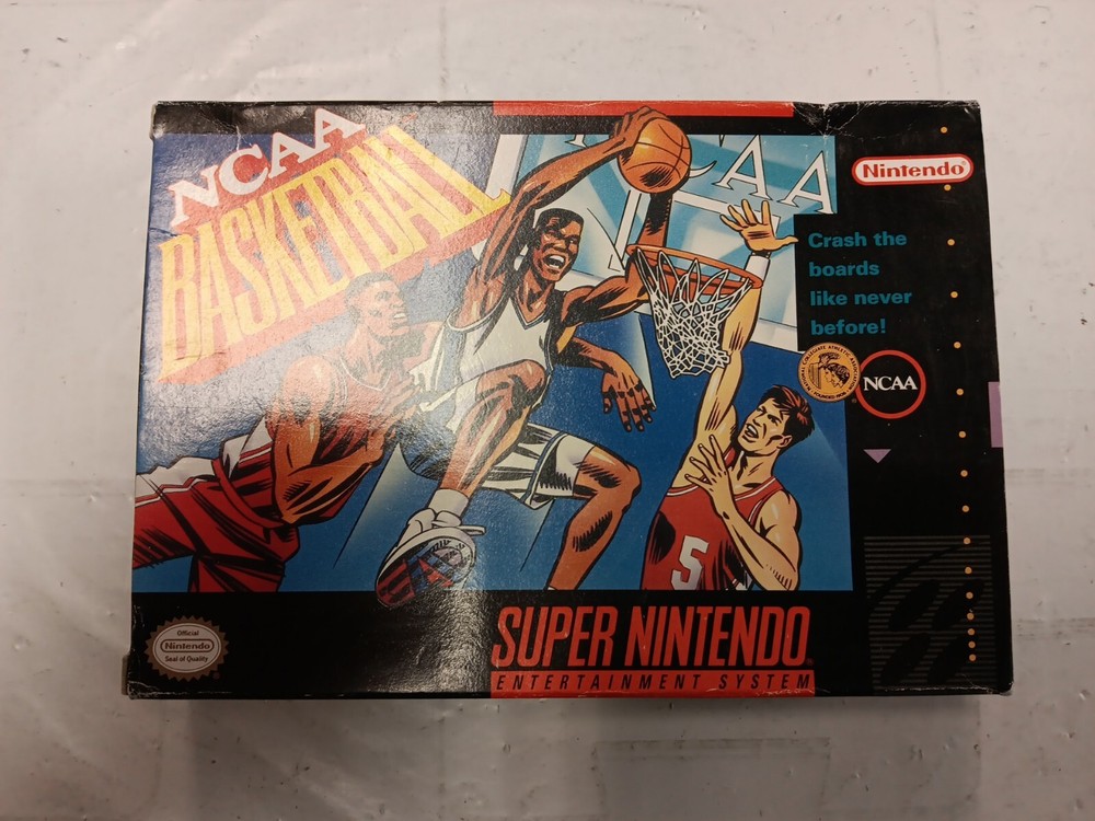 SNES-NCAA Basketball (Super Nintendo) Authentic BOX ONLY+BOX PROTECTOR