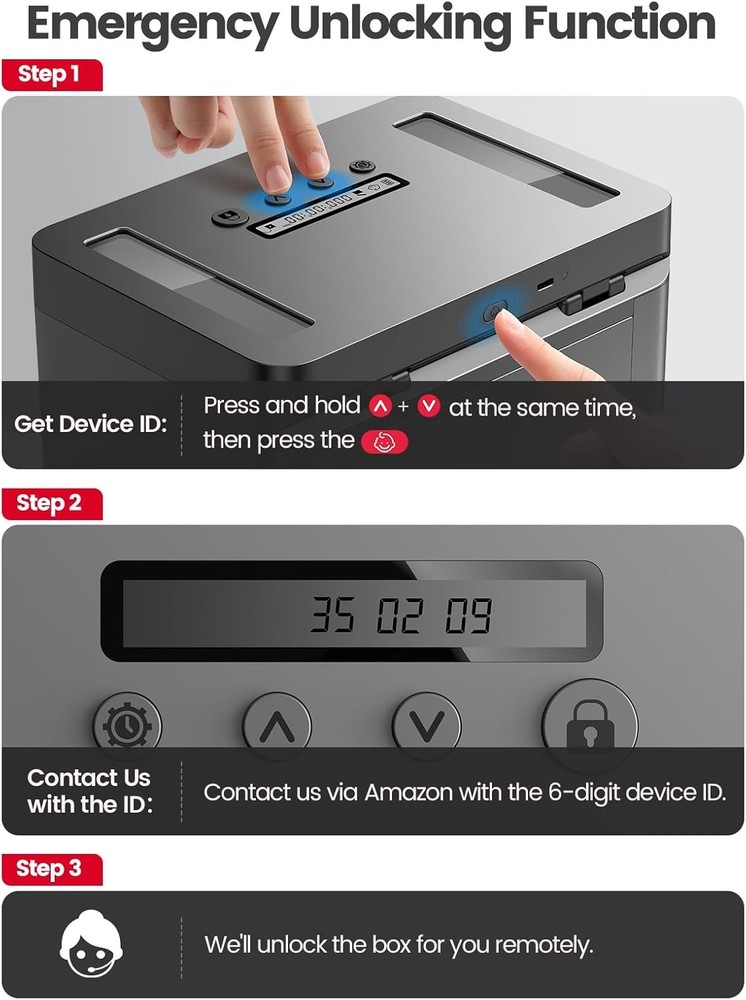 Metal Time Lock Box, Phone Lock Box with Timer, Timed Locking Safe, S
