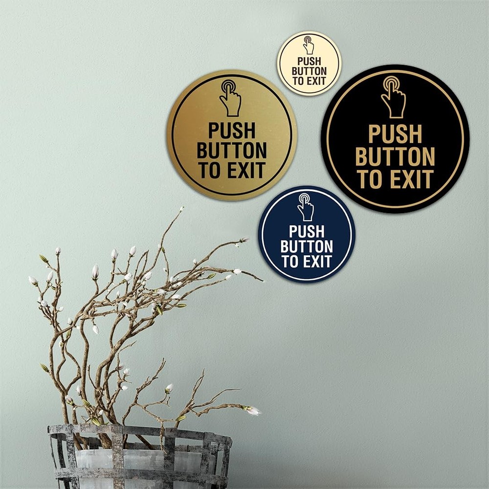 Circle Push Button To Exit Sign Black Small Door Access Control Switch Part