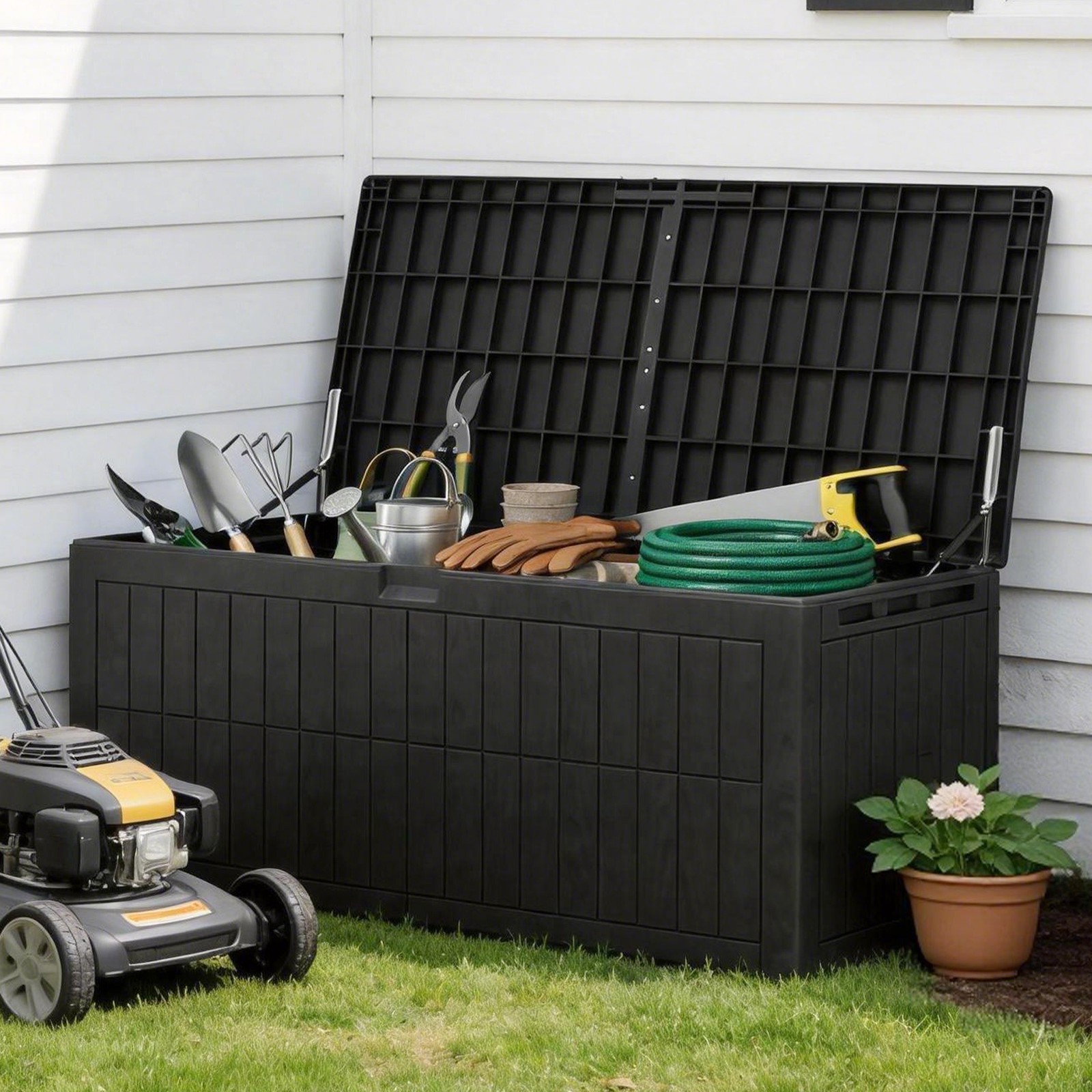 Outdoor Storage Deck Box Resin Chest Bin Patio for Garden 220 Gal WaterProof