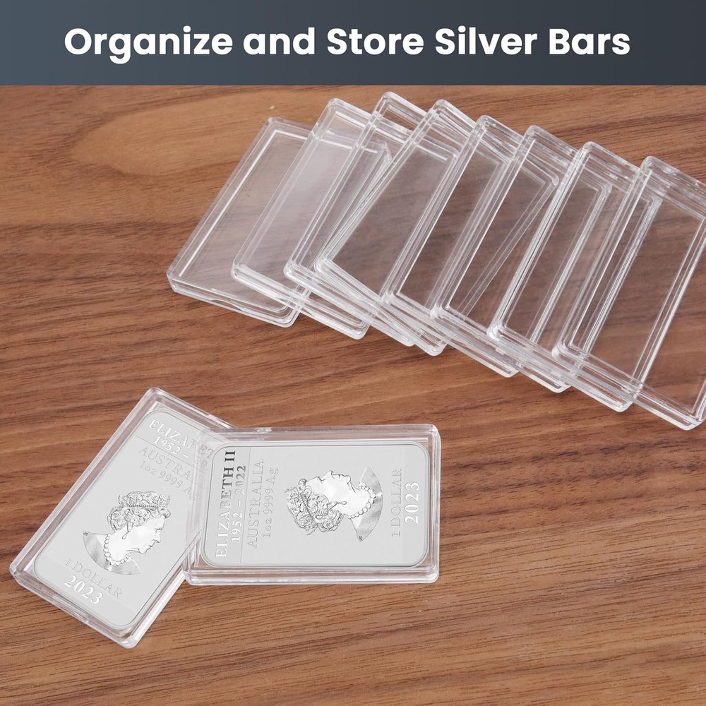 30x50 mm Acrylic Storage Container 5-50 Pcs Silver Bar Holder Gold Storage Case