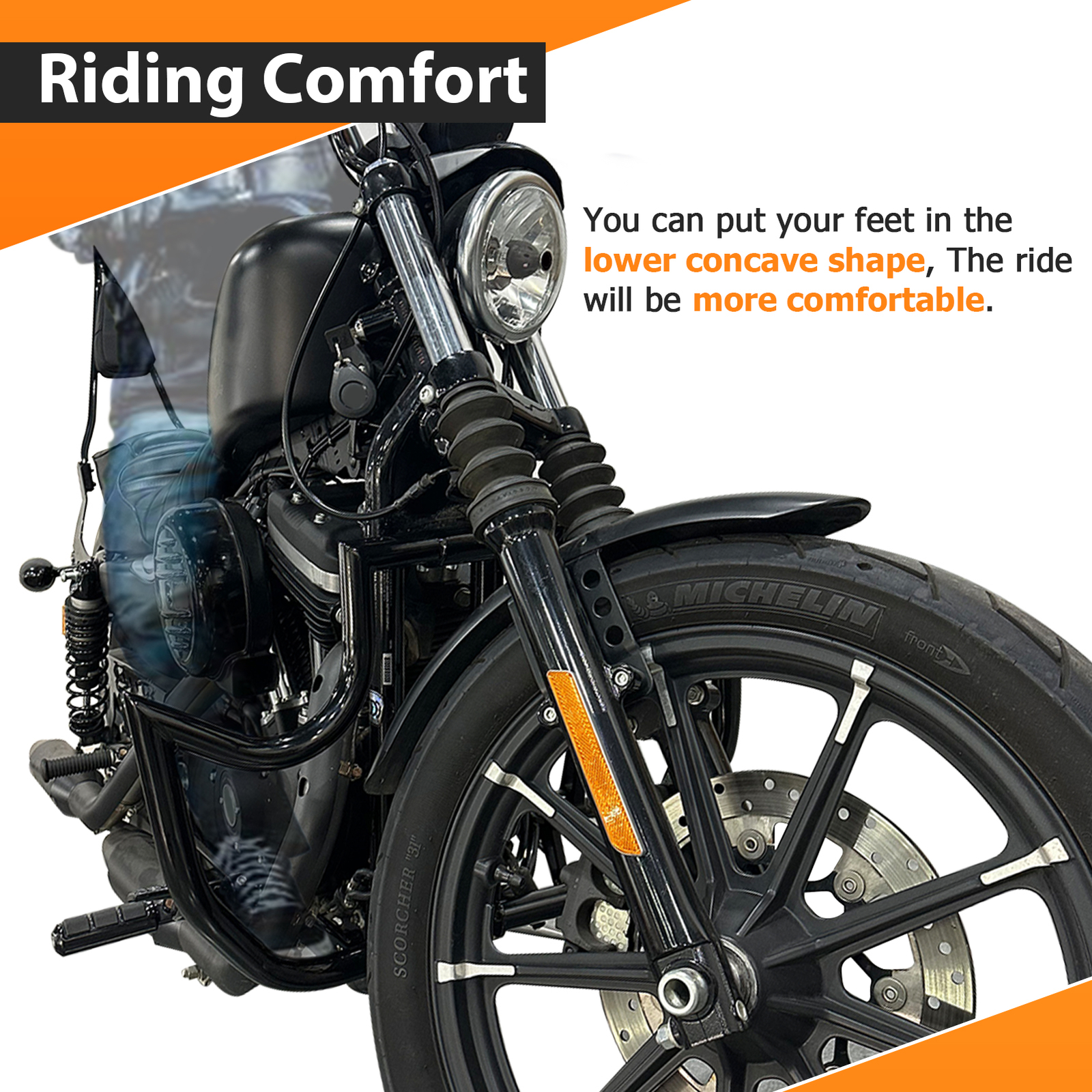 Gloss Black Highway Engine Guard Crash Bar For 04-22 Harley Sportster 883 1200