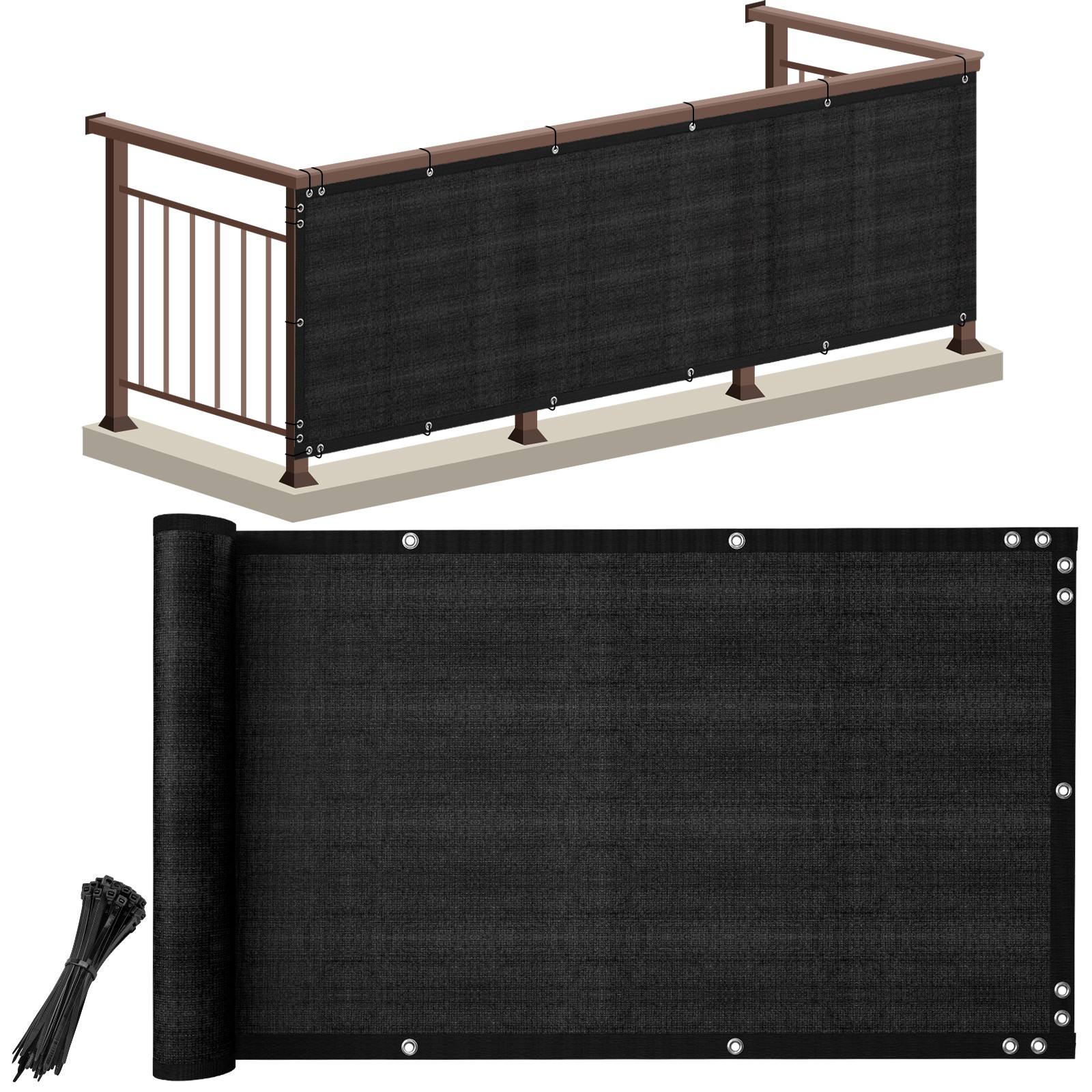 Fence Privacy Screen Mesh Cover Garden Yard 4' 5' 6' 8' Black Green Beige Brown