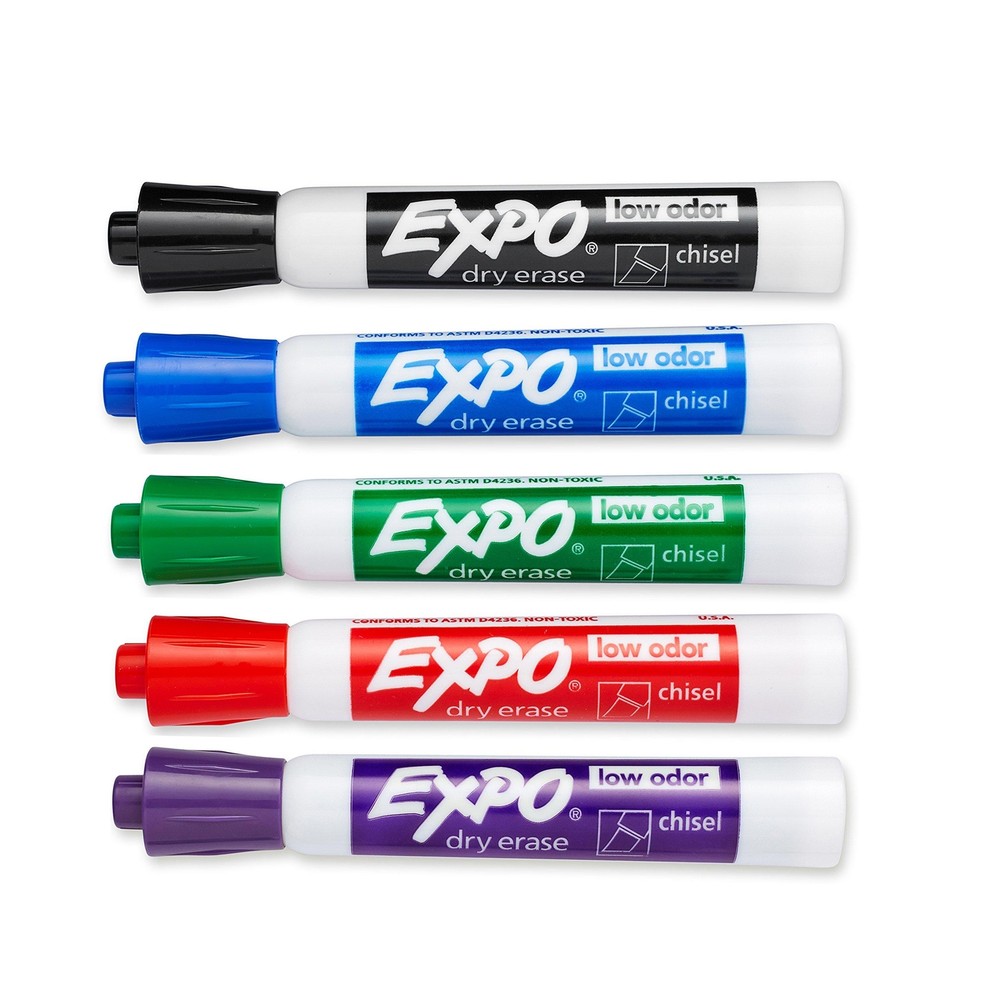 EXPO Low Odor Dry Erase Markers, Chisel Tip, Assorted, 36 Count