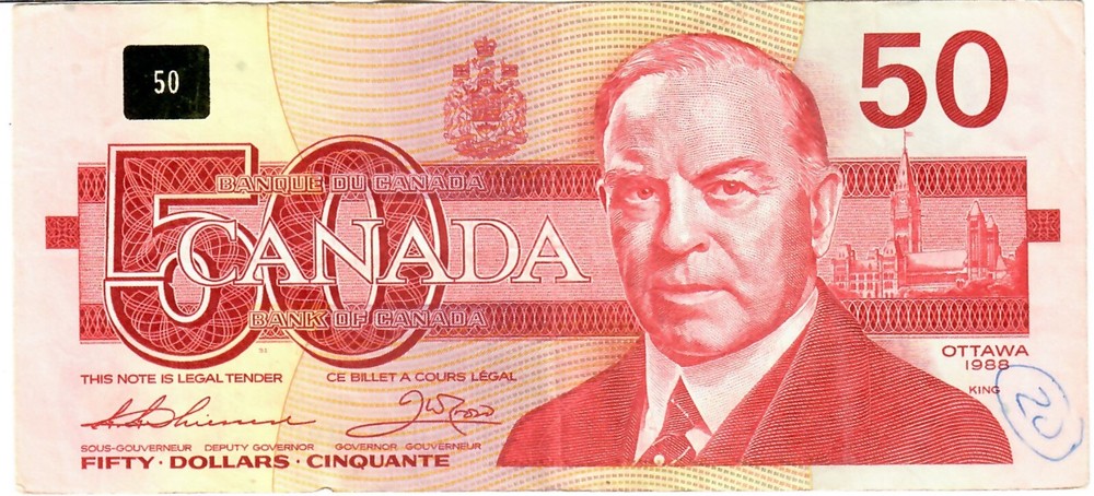Canada 50 Dollars 1988 VF "EHX" Thiessen-Crow Replacement