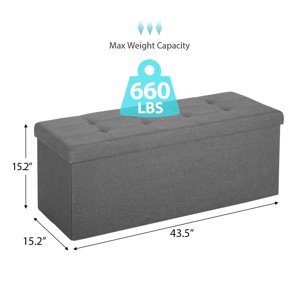 43'' Storage Ottoman Bench Foldable with Hidden Storage FootStool Save Space