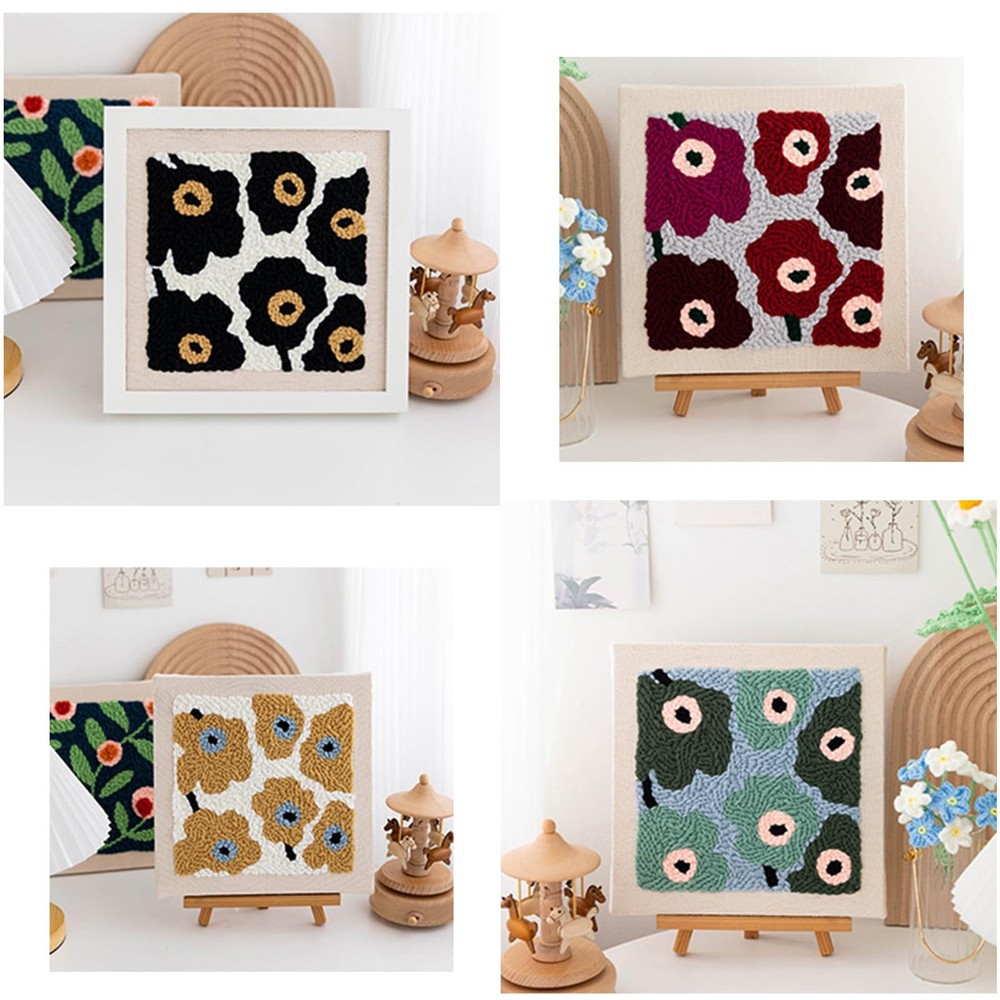 Punch Needle Embroidery Kit for Beginners, Includes Patterned Fabric & Yarns