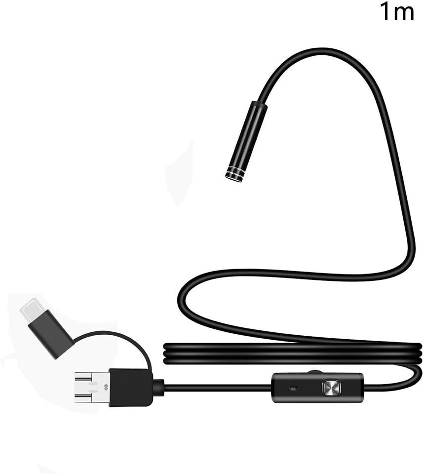 3-in-1 Waterproof Endoscope Camera with 6 LED for Android & PC - 1M Flexibility