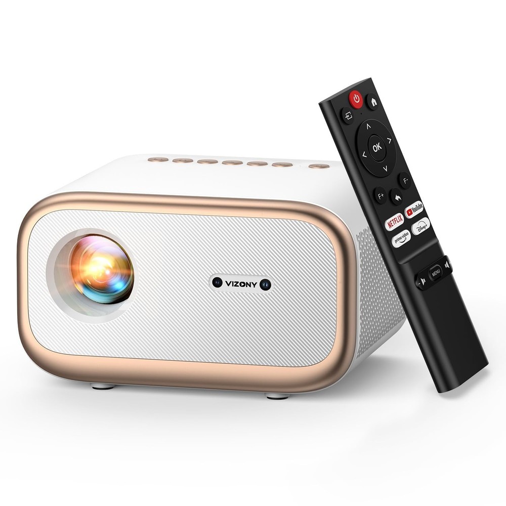 Smart Projector with WiFi 6 & Bluetooth, Compatible With Netflix/YouTube/ Pri...