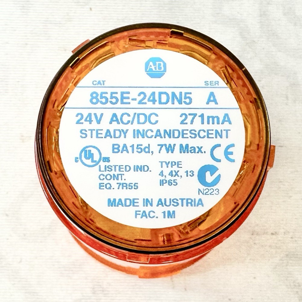 Allen Bradley 855E-24DN5 24VAC/DC Orange Stack Light Module BA15d 7W 855E Series