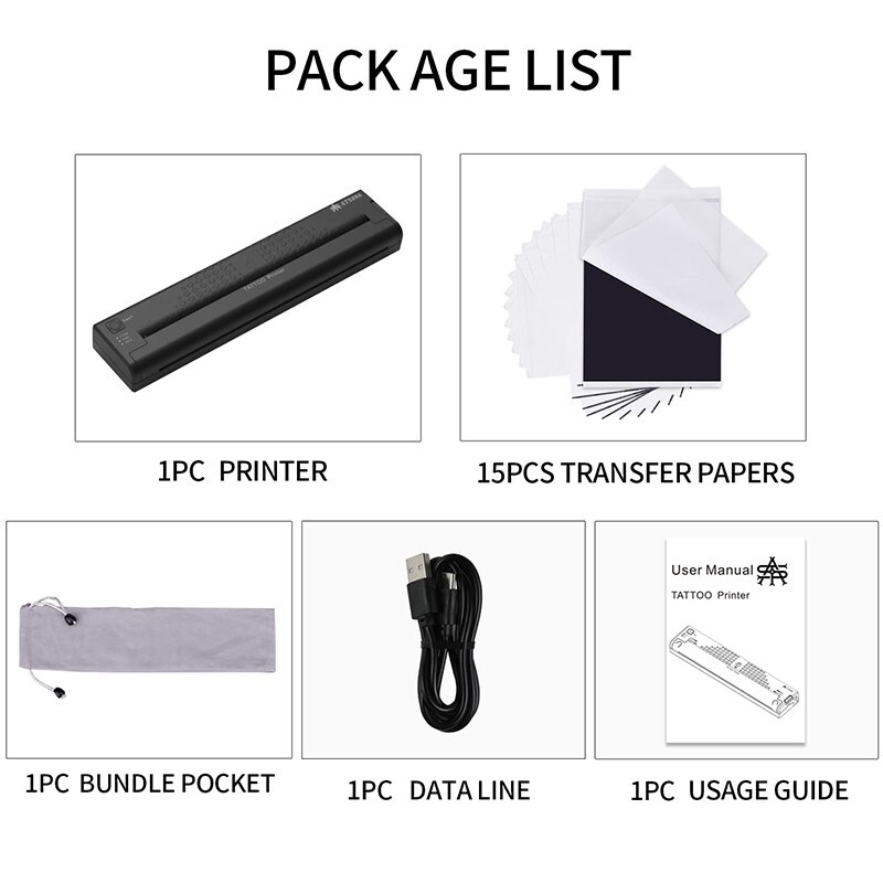 Professional Wireless Thermal Tattoo Stencil Transfer Printer Machine + 30 Paper