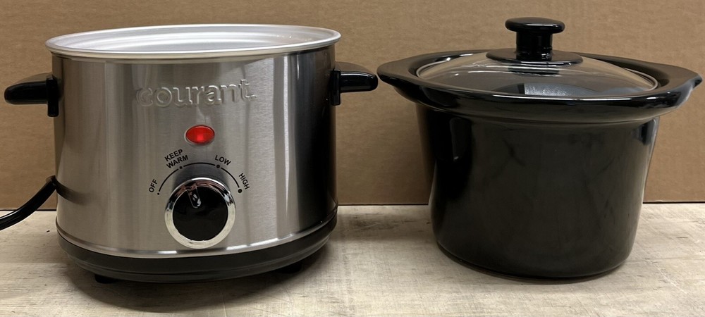 Courant 1.6 Quart Slow Cooker, Multiple settings, Brushed Stainless