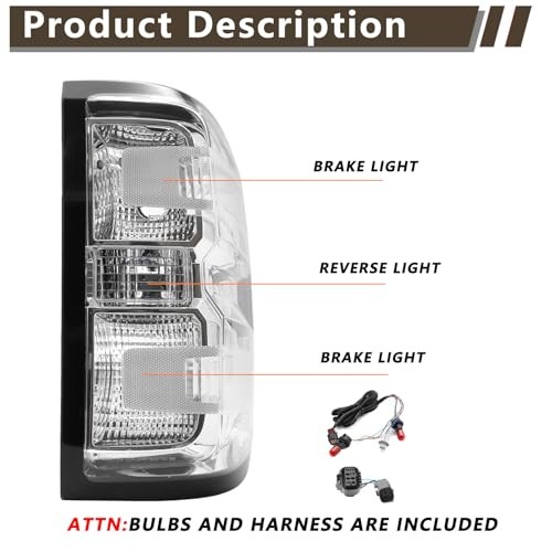 Tail Light Assembly Compatible with 2014-2018 Chevy Silverado 1500/2019