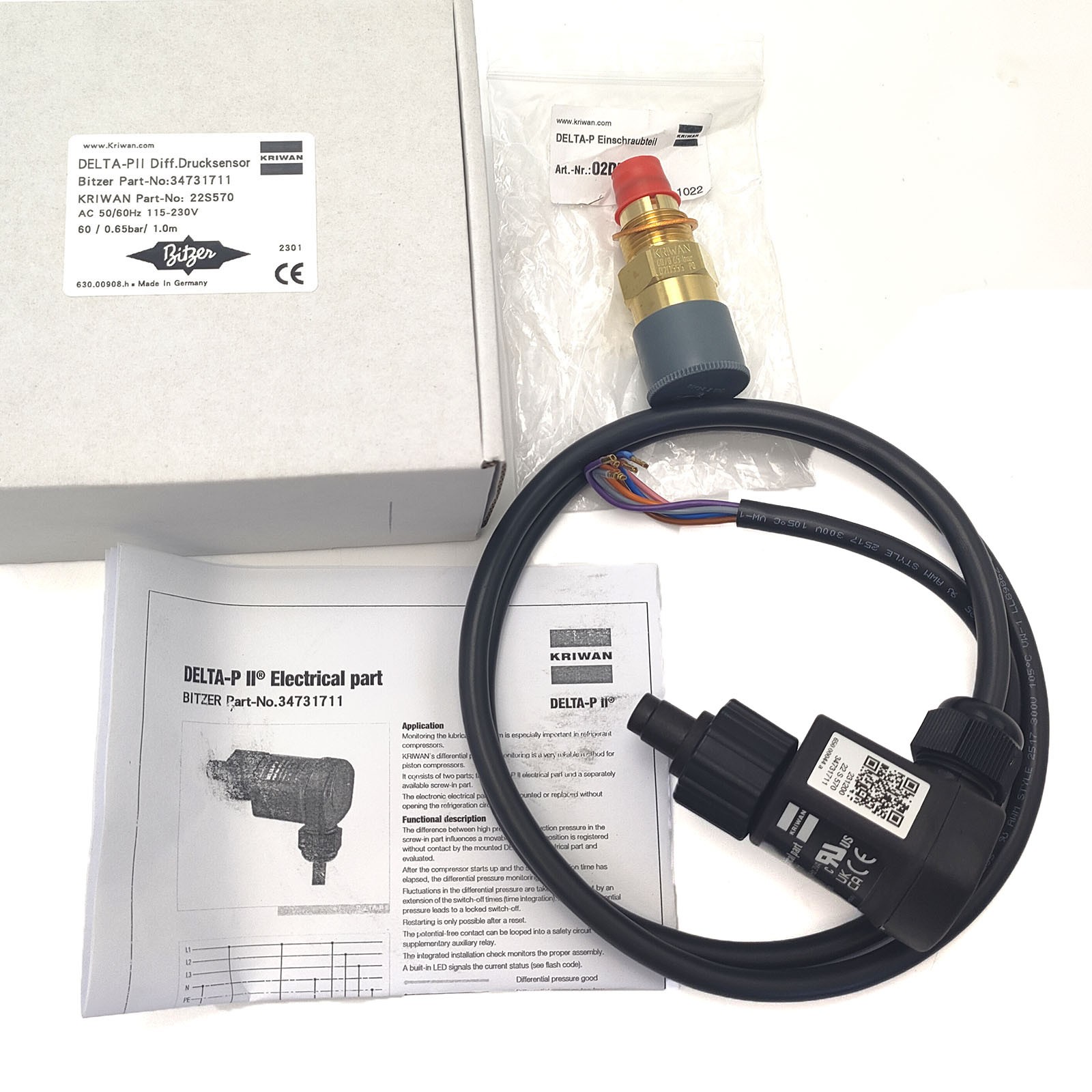 For Bitzer 34731711 Compressor Oil Pressure Differential Switch with Copper Head