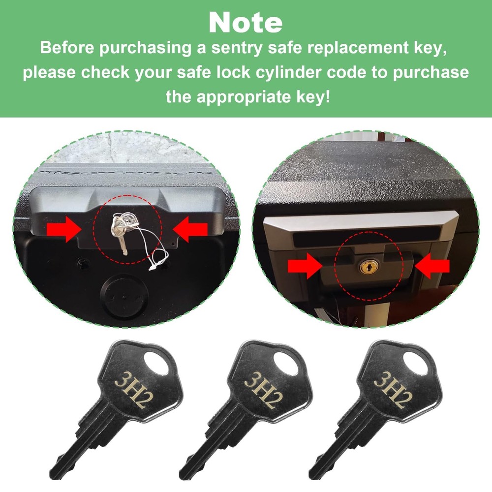 Sentry Safe Replacement Keys Model 1100-Codes 3H2 for Sentry Safe Key (Key 3H...