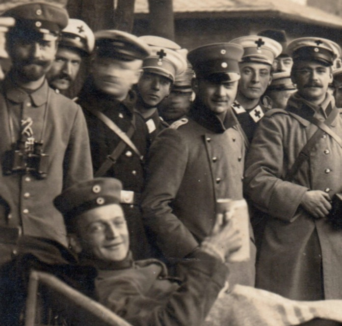 WWI German Army Soldiers Medical Medic Iron Cross Medal Real Photo Postcard RPPC