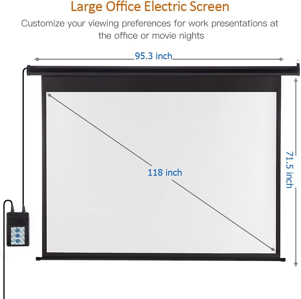 120" Portable Wall/Ceiling Mounted Electric Projector Screen with Remote Control