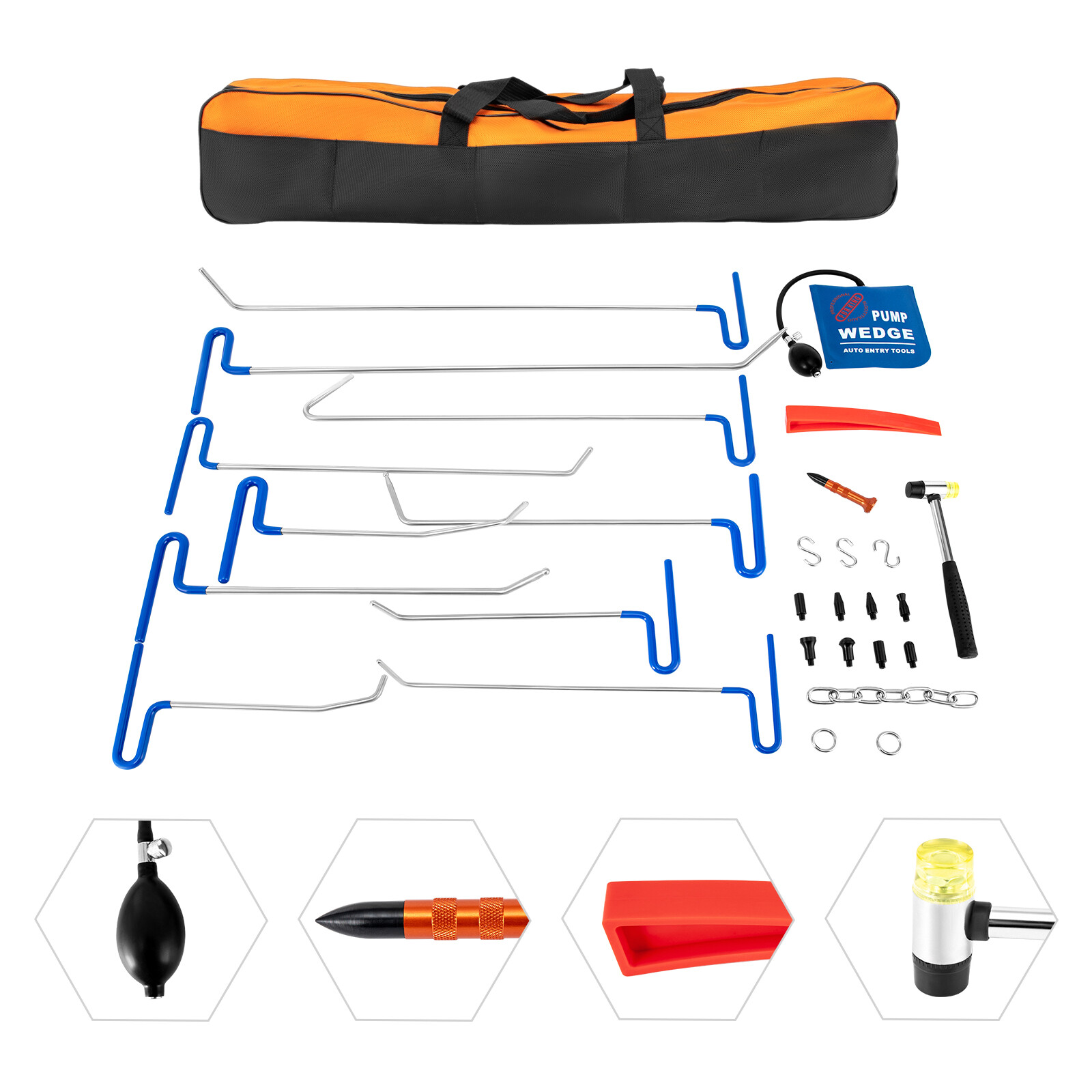 30 Pcs Car Dent Puller Paintless Repair Kits Hail Damage Removal Tools Steel New