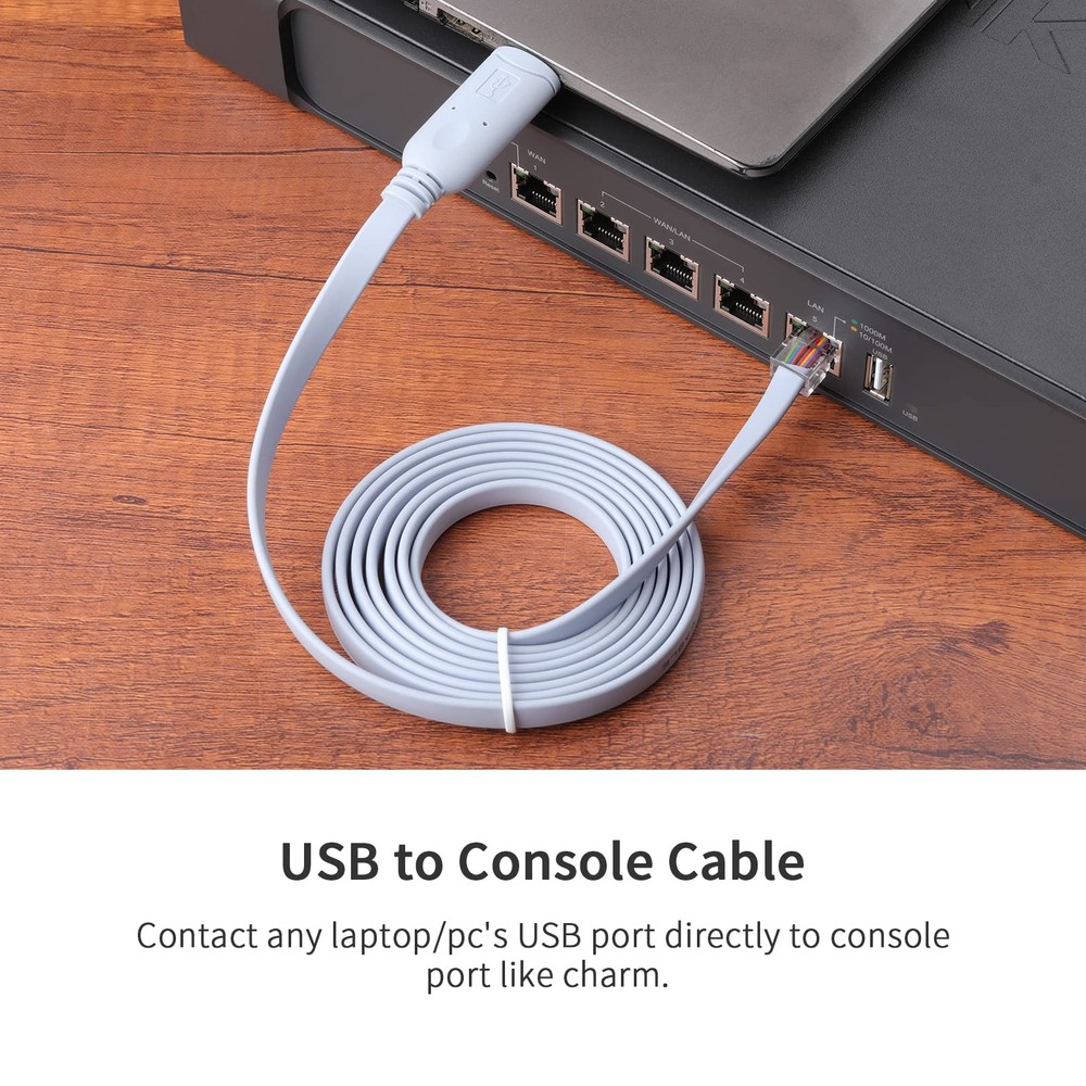 Cisco Console Cable,USB Cable with FTDI Chip,USB to USB-6FT, White