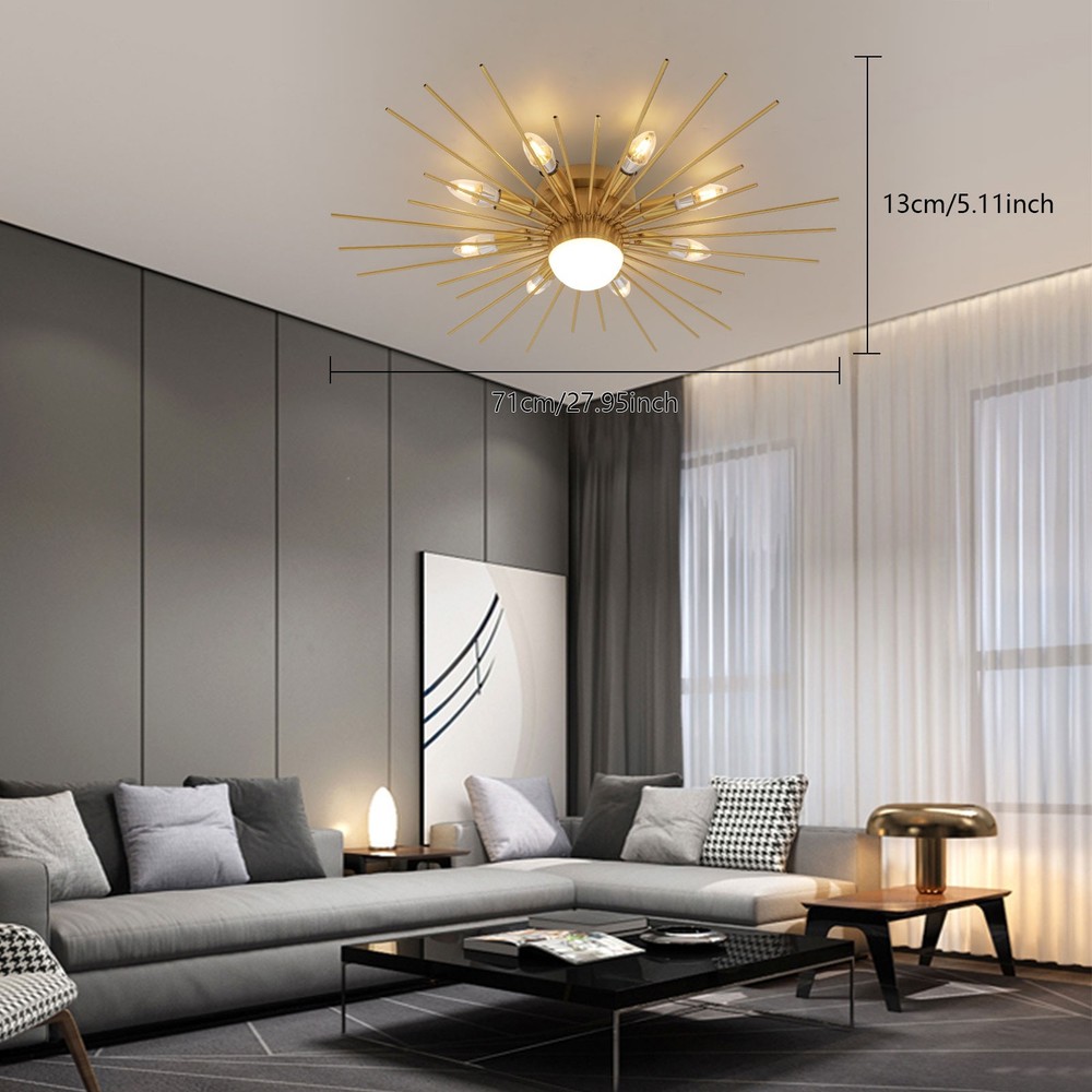 Multi-arm Chandelier Ceiling Mount 60w Per Bulb Dimmable Design Large Area Light
