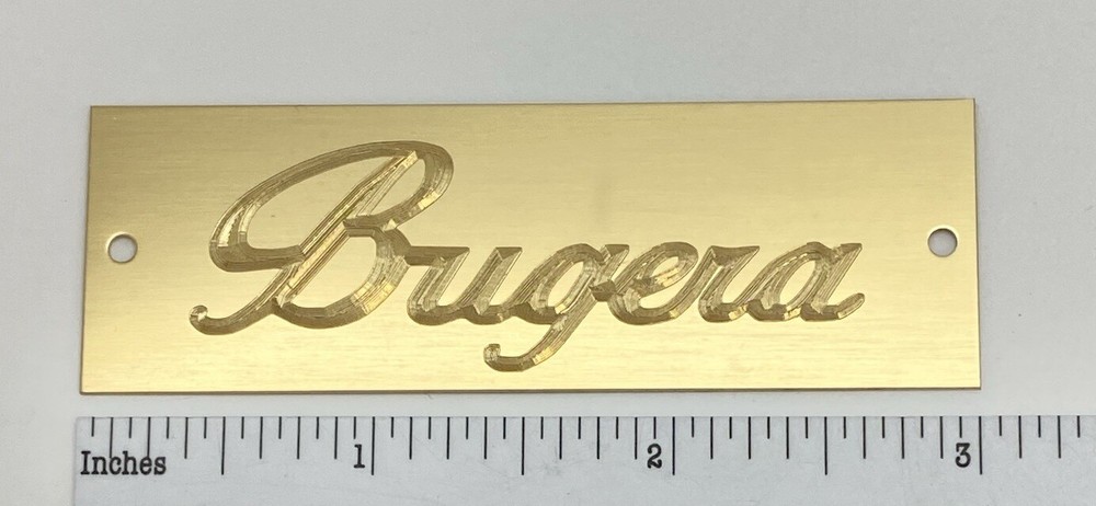 Custom Engraved Solid Brass Bugera Badge - PAIR