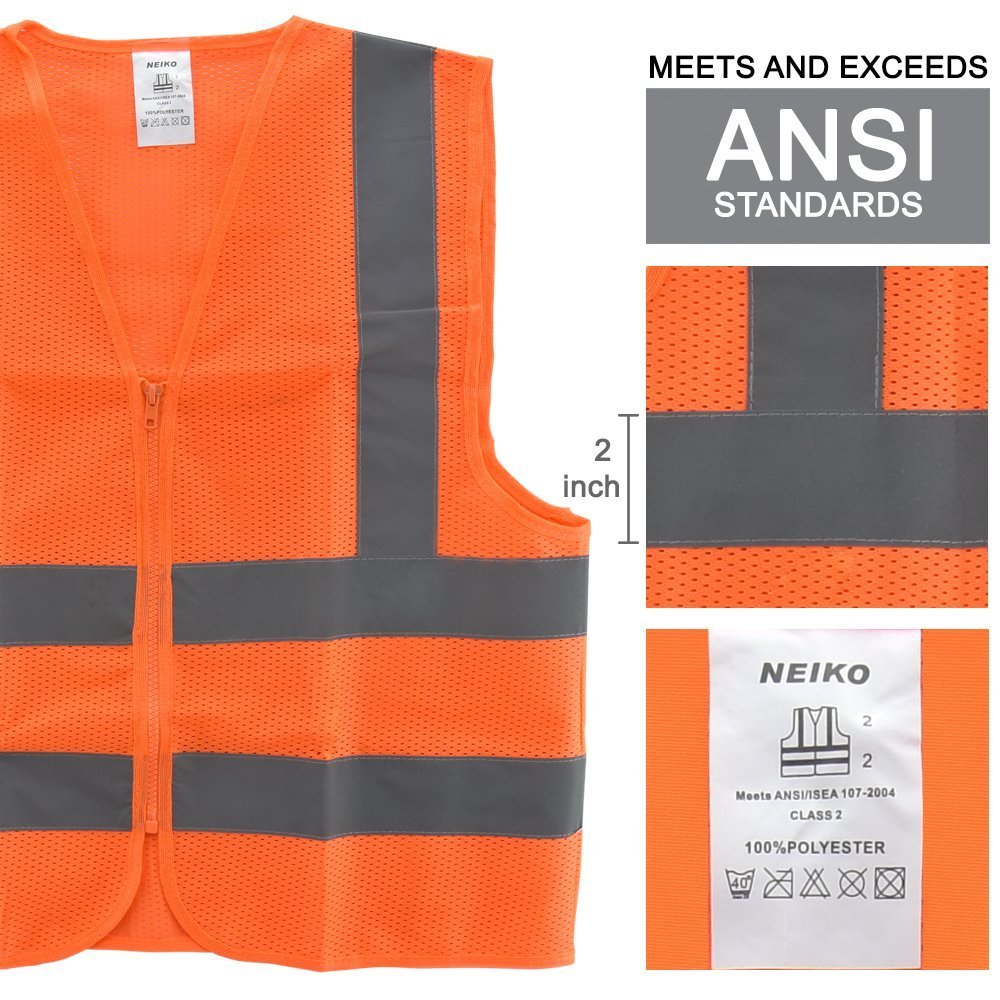 Orange Mesh High Visibility Safety Vest, ANSI/ ISEA 107-2010