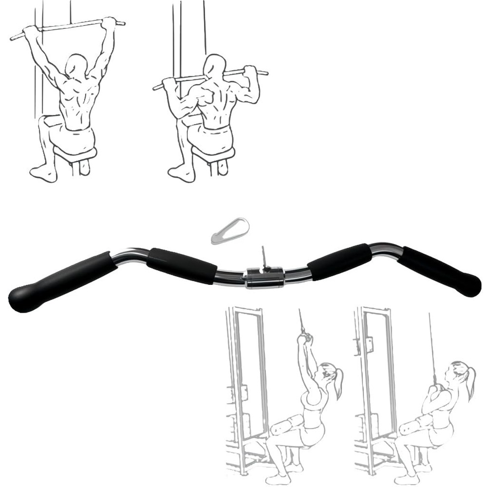 Lat Cable Machine Attachment Curl Pulldown Barbell Revolving Bar, Multi...