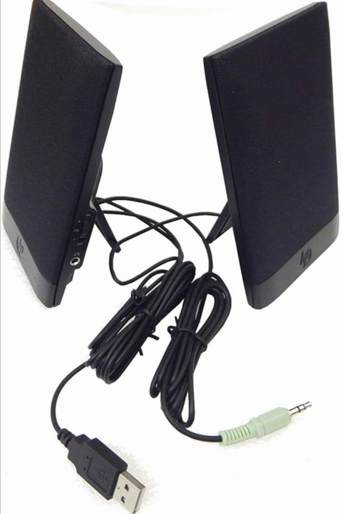 HP USB Powered Thin Flat Laptop Computer Speakers (636369-001)- BLACK