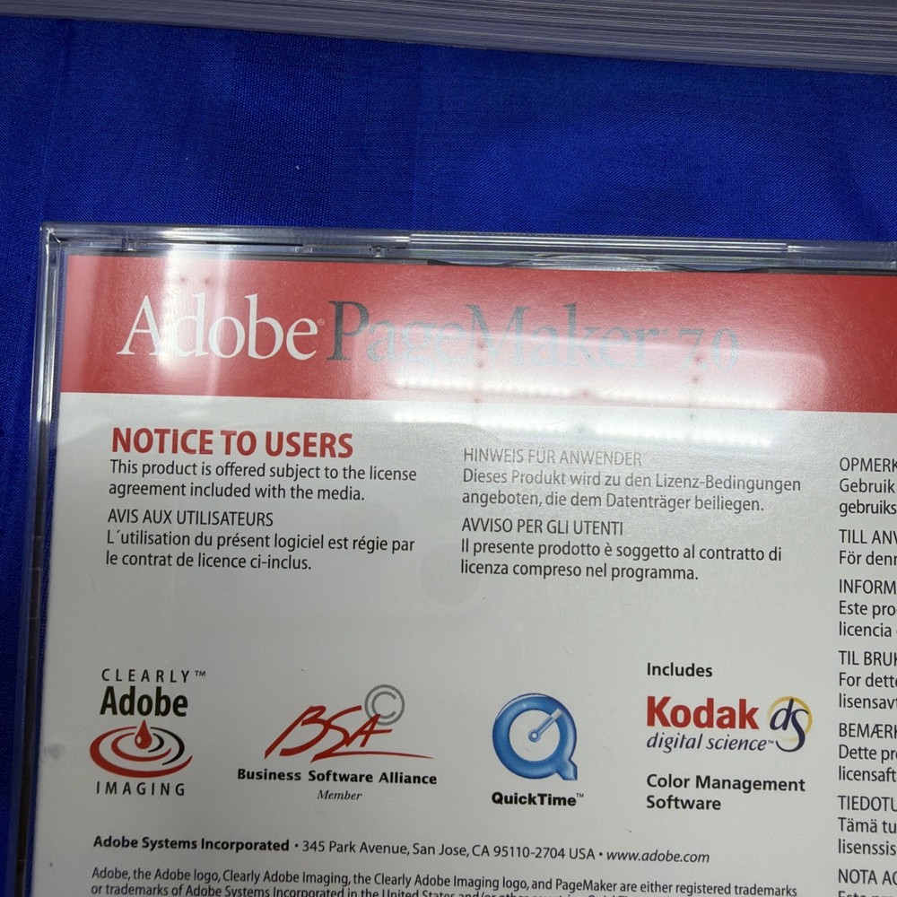 Adobe PageMaker 7.0 for Windows/Macintosh 2 Disc Set with Key Code