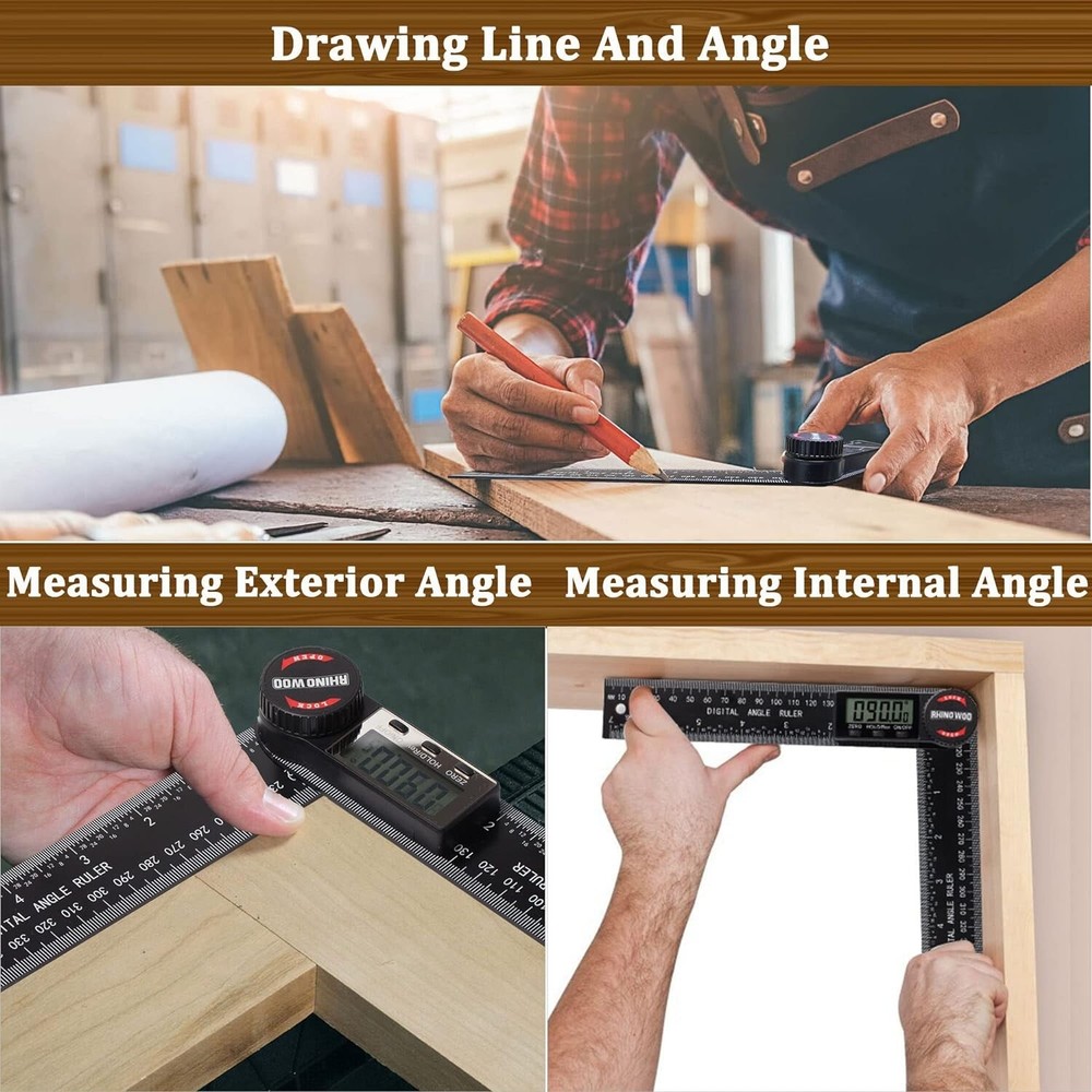 Digital Angle Finder Protractor ABS 7" Angle Measuring Tool for Woodworking DIY