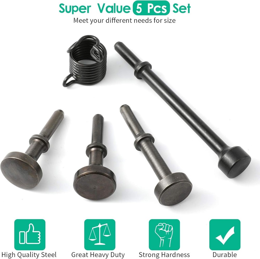 5 Pcs Smoothing Pneumatic Air Hammer Chisel Bits Tools Kit Black