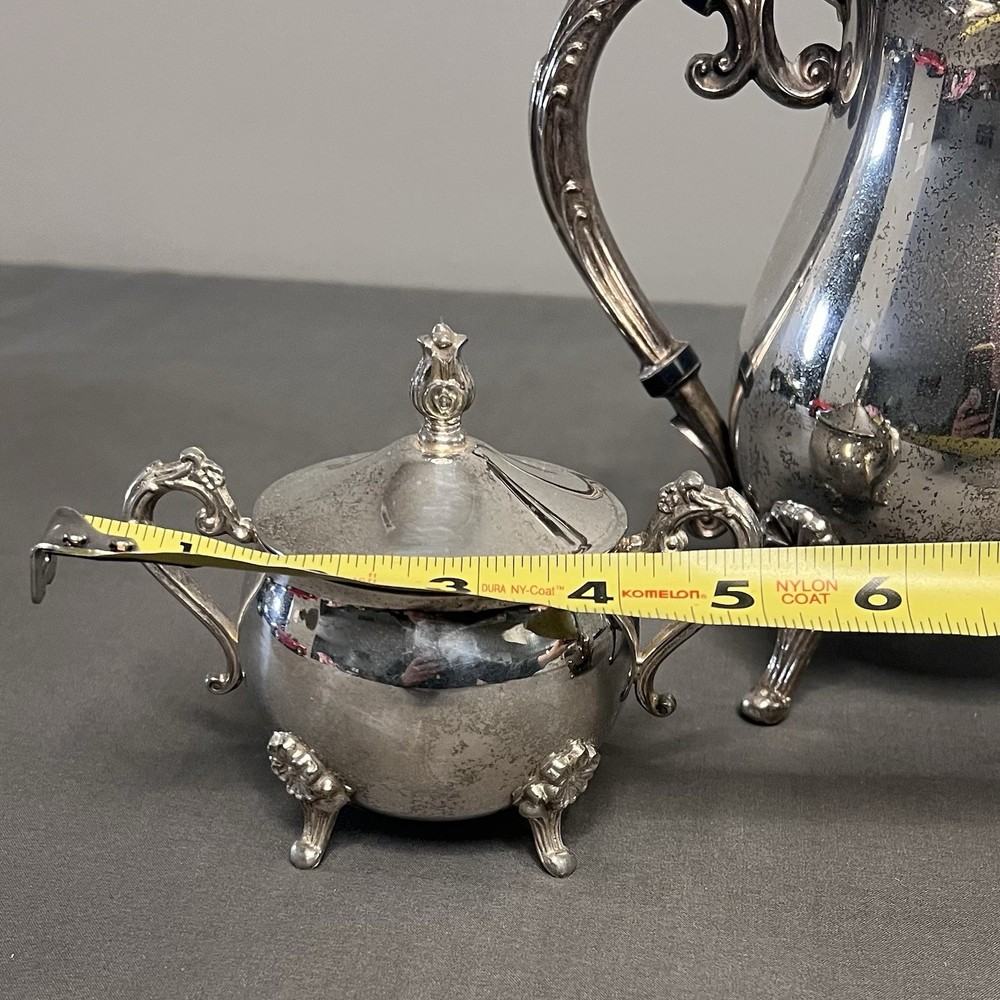 VTG Aged Leonard Silver Plated 3 Piece Tea Set W/ Sugar Dish & Creamer
