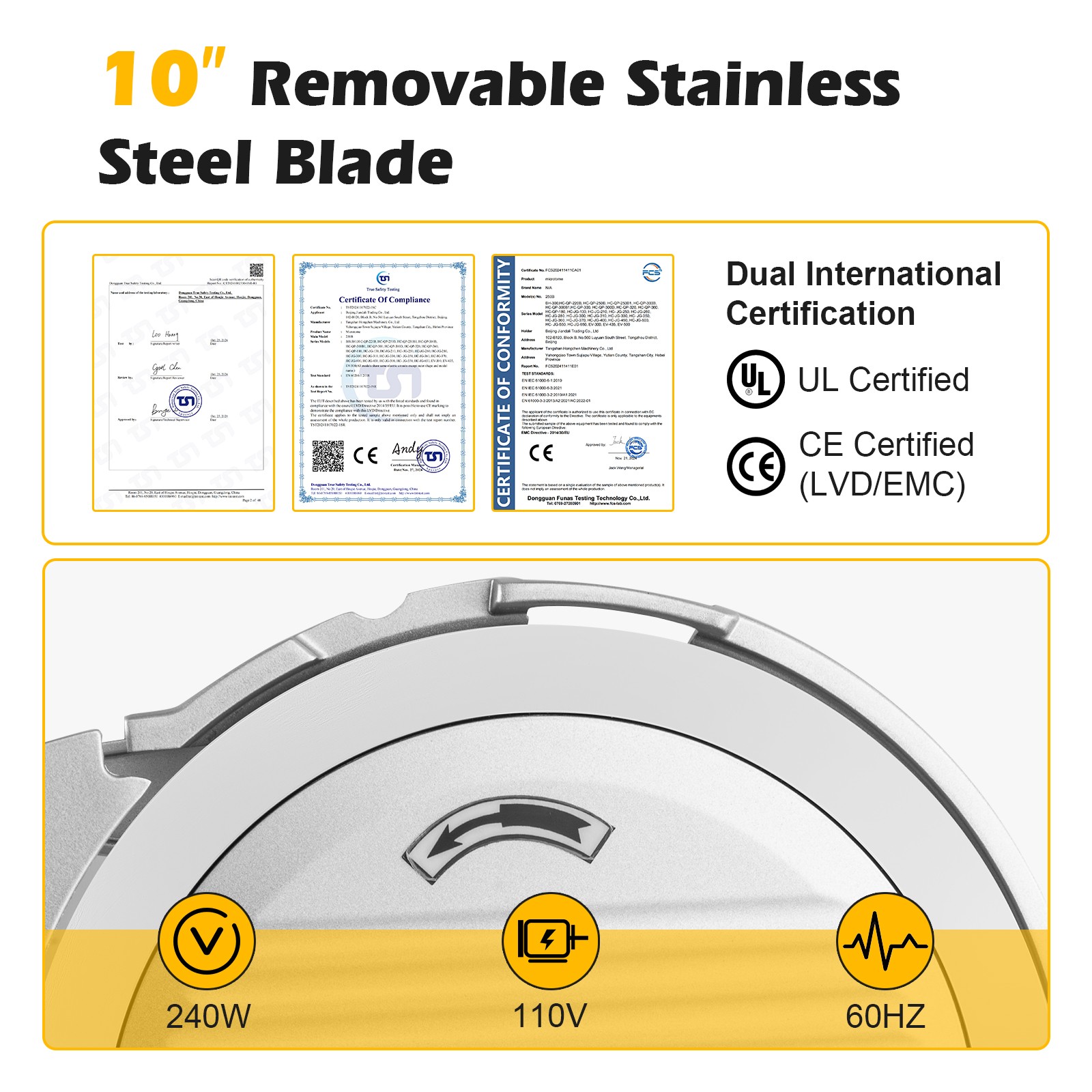 TECSPACE 10 inch Commercial Meat Slicer, 180 W Electric Meat Slicer Machine