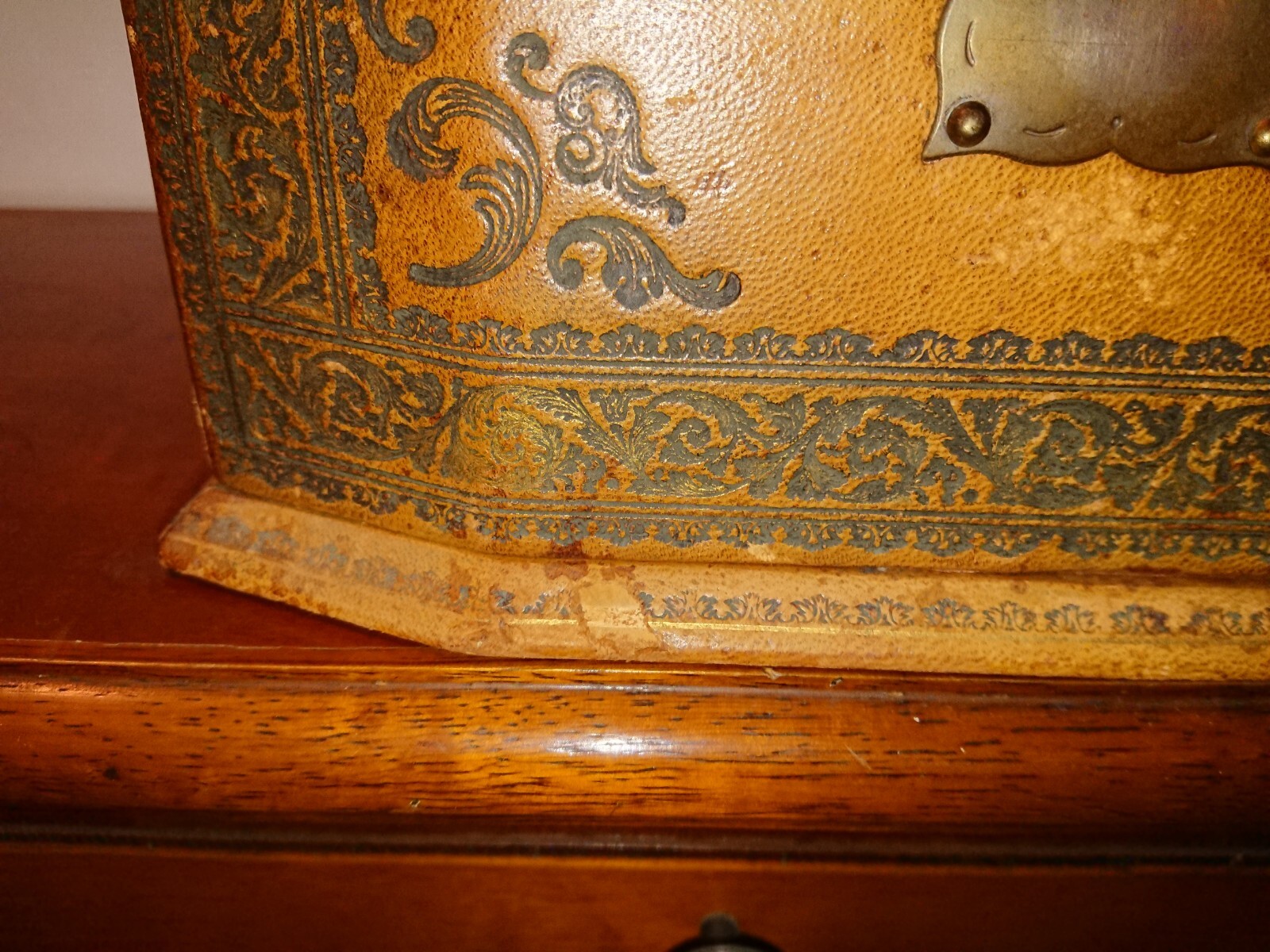 antique French leather letter box