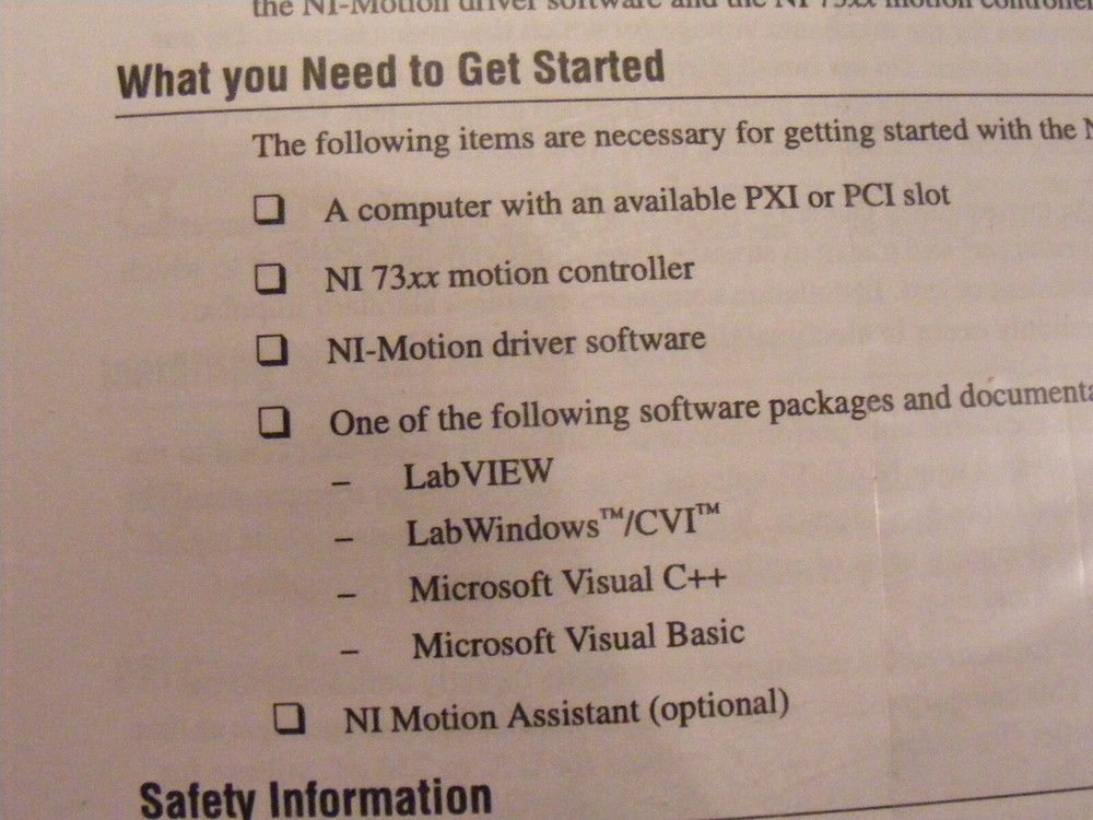 National Instruments Motion Control Software for Windows Vista XP 2000 Ver 8.1