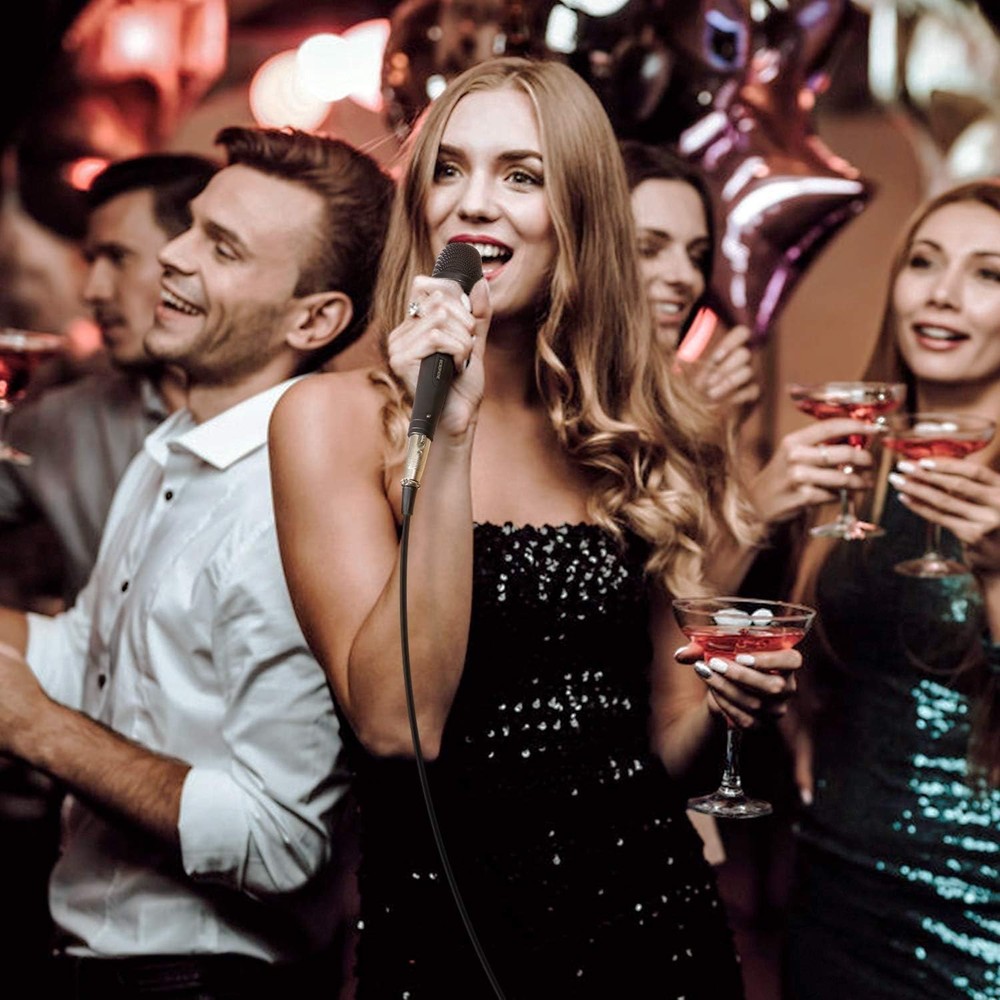 High-Sensitivity K1 Karaoke Microphone with Durable Metal Design, Includes Cable
