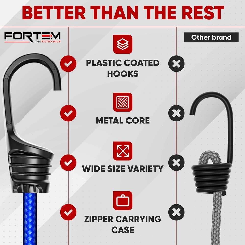 Complete Bungee Cord Set: 32-Pack with Heavy-Duty Hooks & Easy Storage Solution