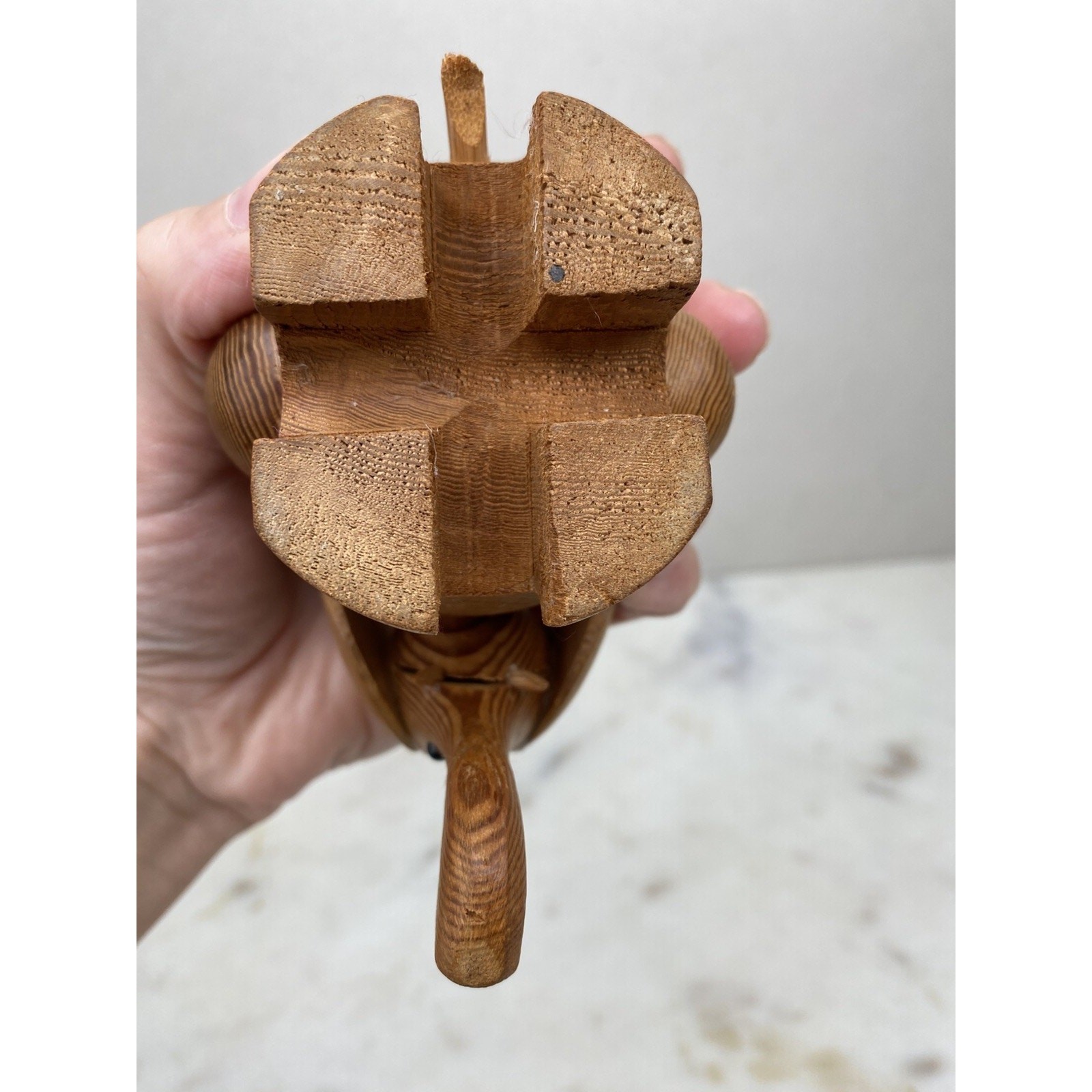 Hand Carved Wood Elephant Toothpick Holder Figurine Handpainted Maracas Trinket