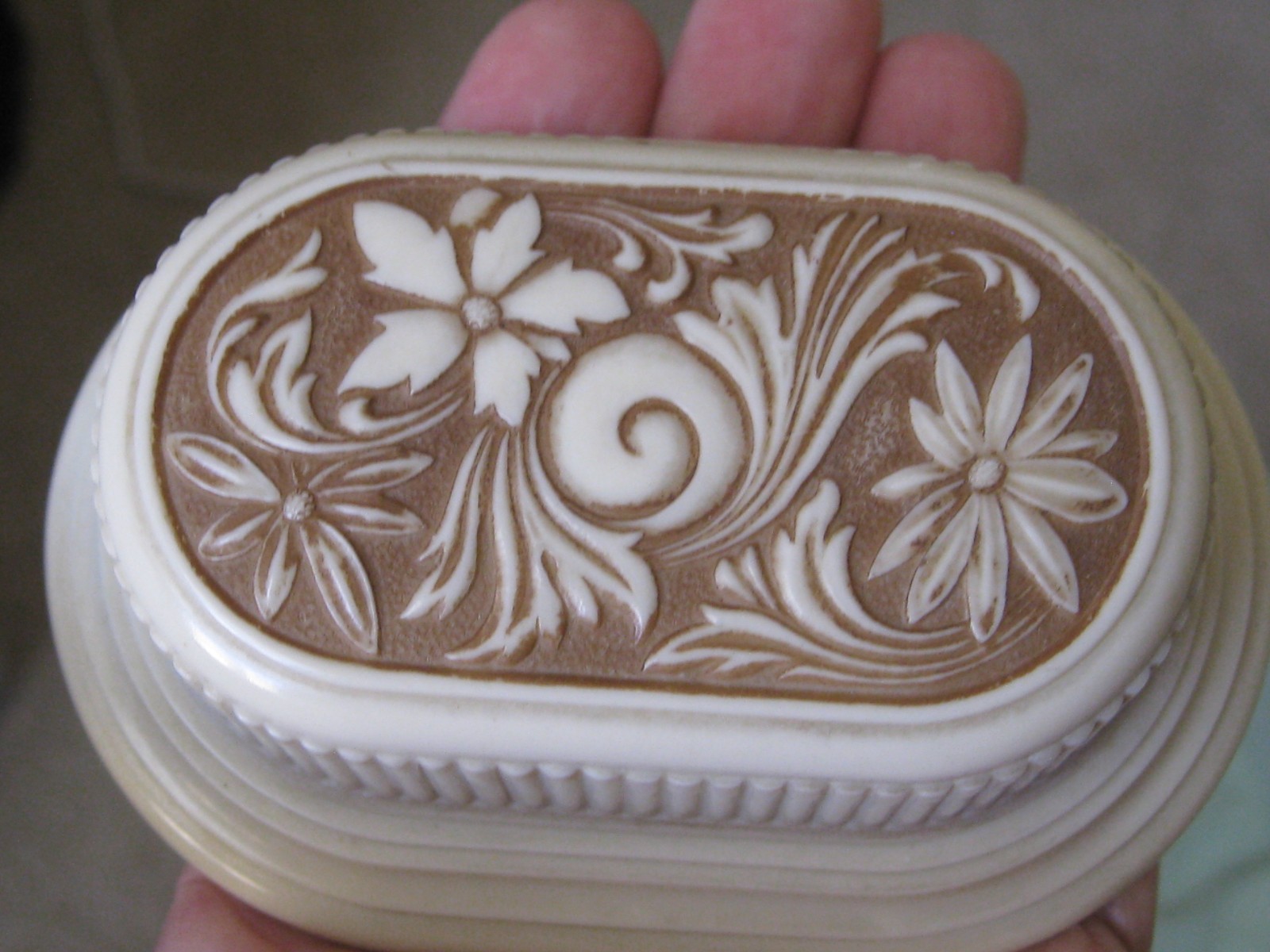 Antique/ Older Vintage Celluliod Blue Decorated DOUBLE RING Presentation Box