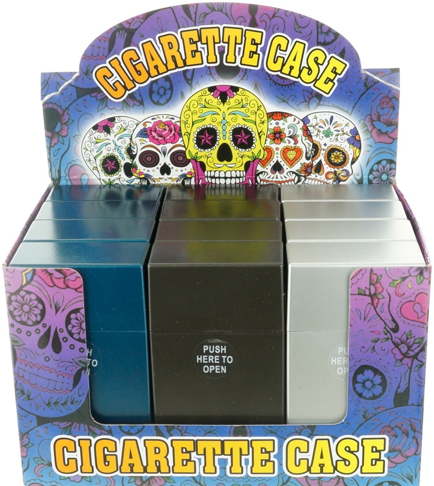 3 Pack Size 100' Push-to-Open Plastic Cigarette Case Solid Color Finish Design