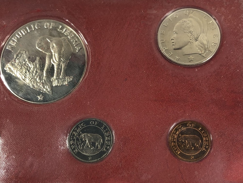1974 Liberia, 7pc Silver Proof Set. OGP old & Brittle.